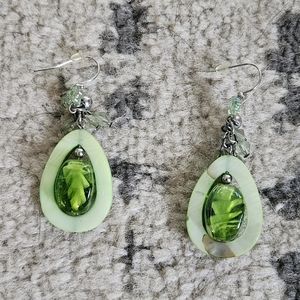 Green acrylic tear drop Dangle earrings